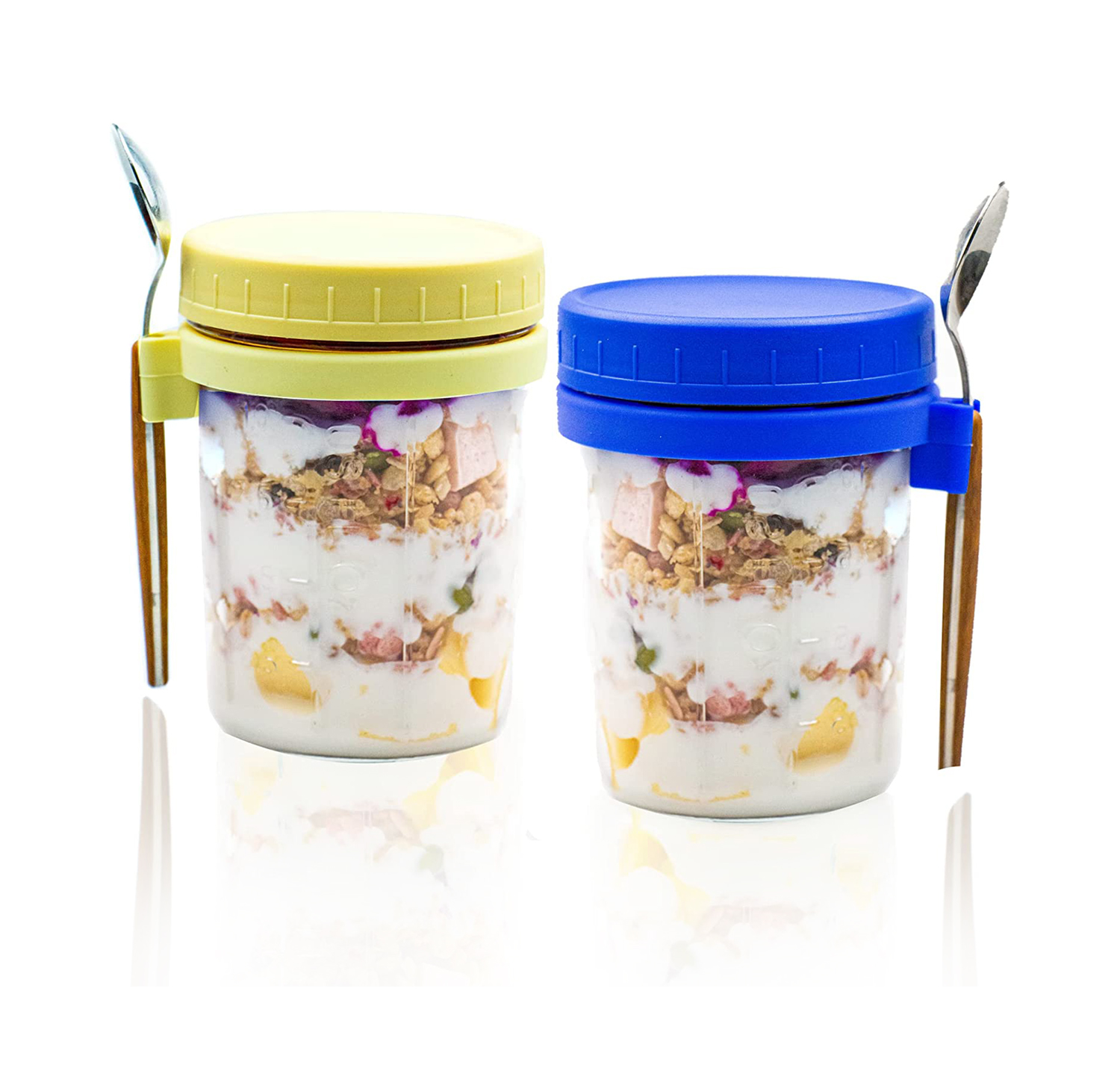 Overnight Oats Cup, Airtight Breakfast Cup, Overnight Oats Container with  Lid and Spoon, Glass Mason Jars for Overnight Oats, Leak Proof Oatmeal